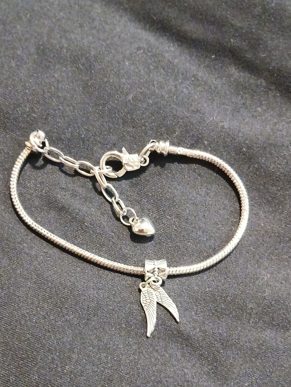 Silver Angel Wing Charm Bracelet for Women